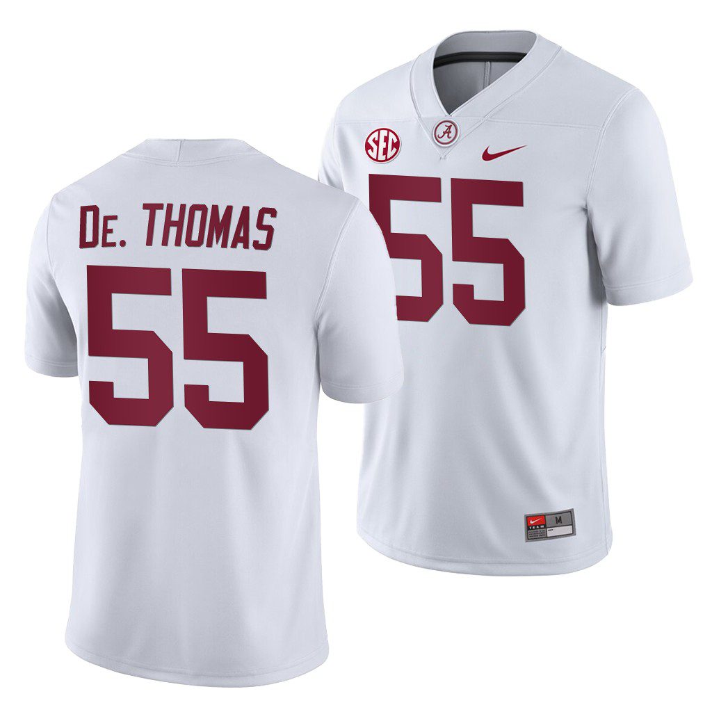Men's Alabama Crimson Tide Derrick Thomas #55 2019 White History Player Away NCAA College Football Jersey
